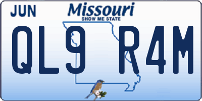 MO license plate QL9R4M