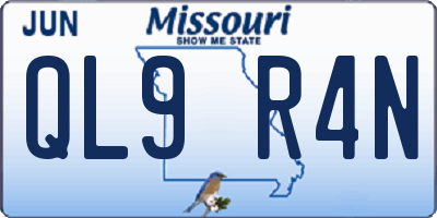 MO license plate QL9R4N