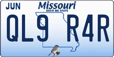 MO license plate QL9R4R