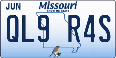 MO license plate QL9R4S