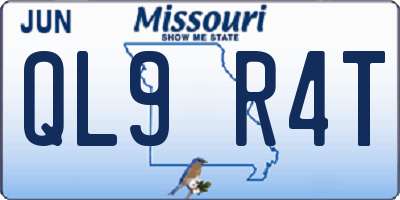 MO license plate QL9R4T