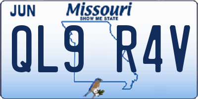 MO license plate QL9R4V