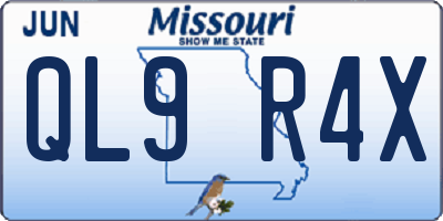 MO license plate QL9R4X