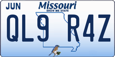 MO license plate QL9R4Z