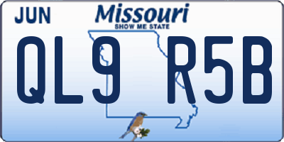 MO license plate QL9R5B