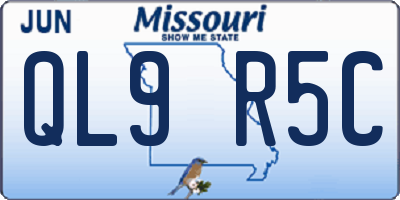 MO license plate QL9R5C