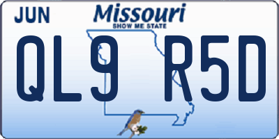 MO license plate QL9R5D