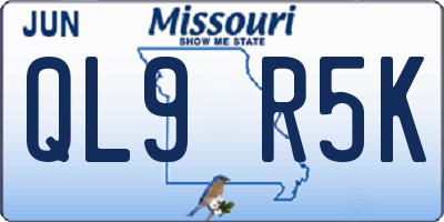 MO license plate QL9R5K