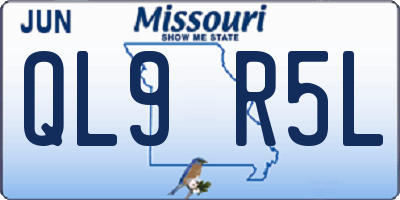 MO license plate QL9R5L