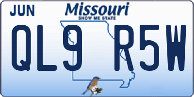MO license plate QL9R5W