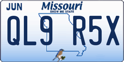 MO license plate QL9R5X