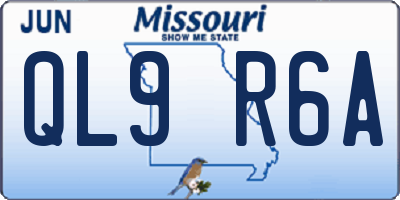 MO license plate QL9R6A