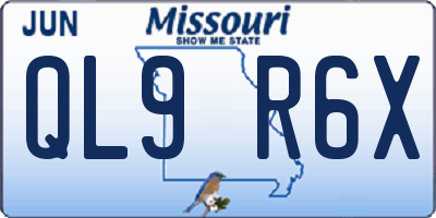 MO license plate QL9R6X