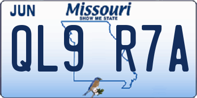 MO license plate QL9R7A