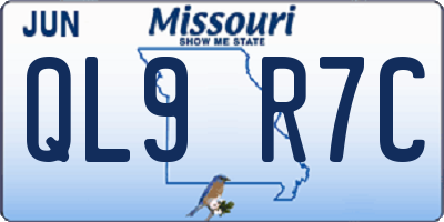 MO license plate QL9R7C