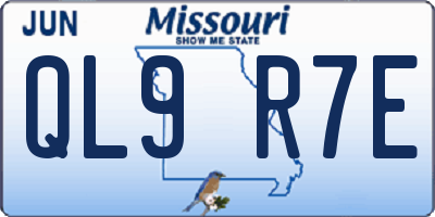 MO license plate QL9R7E