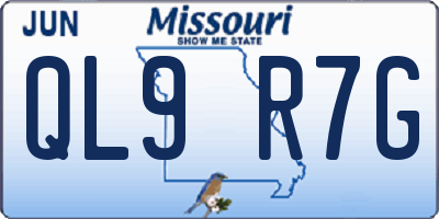 MO license plate QL9R7G