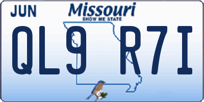 MO license plate QL9R7I