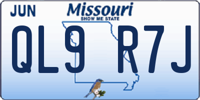 MO license plate QL9R7J