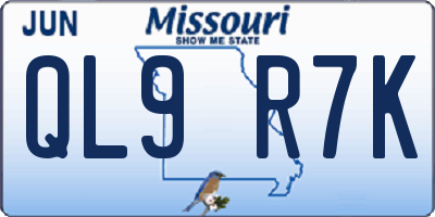 MO license plate QL9R7K