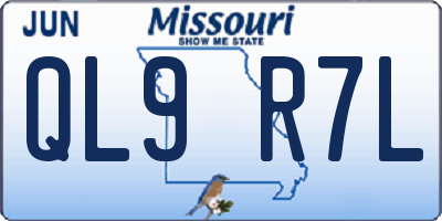 MO license plate QL9R7L