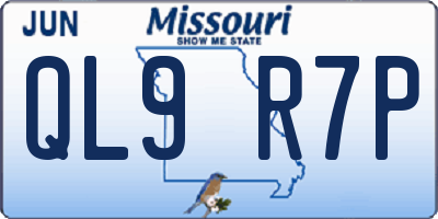 MO license plate QL9R7P