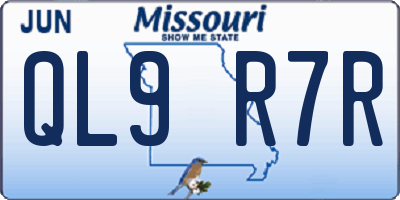 MO license plate QL9R7R