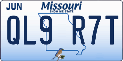 MO license plate QL9R7T