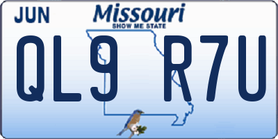 MO license plate QL9R7U