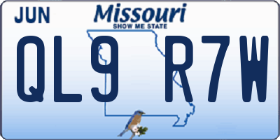 MO license plate QL9R7W