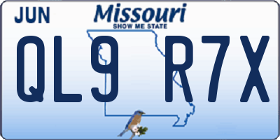 MO license plate QL9R7X