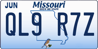 MO license plate QL9R7Z