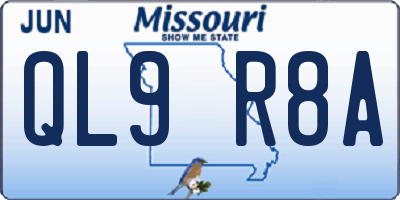 MO license plate QL9R8A
