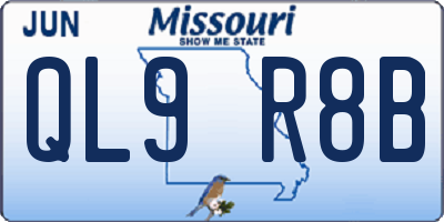MO license plate QL9R8B