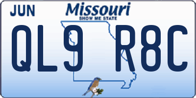 MO license plate QL9R8C