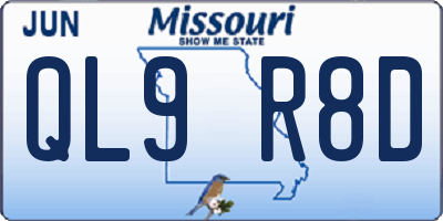 MO license plate QL9R8D