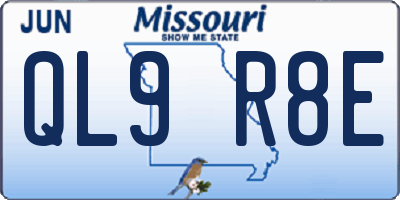 MO license plate QL9R8E