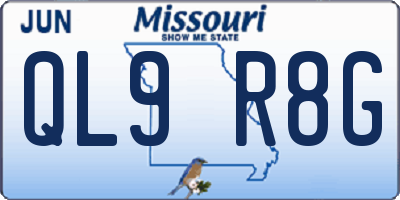 MO license plate QL9R8G