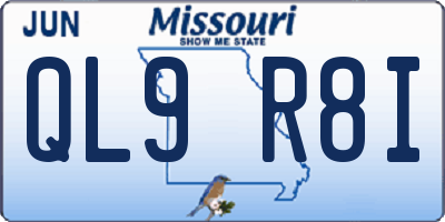 MO license plate QL9R8I