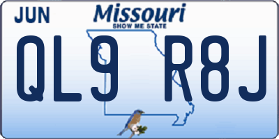 MO license plate QL9R8J