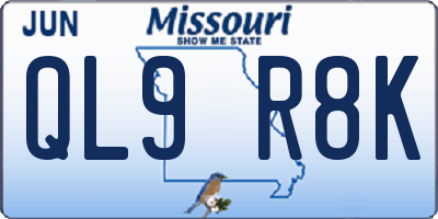 MO license plate QL9R8K