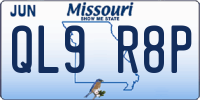 MO license plate QL9R8P