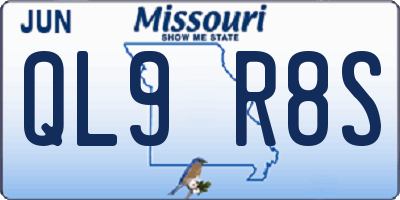 MO license plate QL9R8S