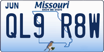 MO license plate QL9R8W