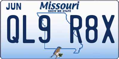 MO license plate QL9R8X
