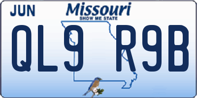 MO license plate QL9R9B