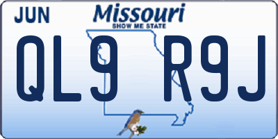 MO license plate QL9R9J