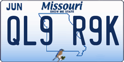 MO license plate QL9R9K