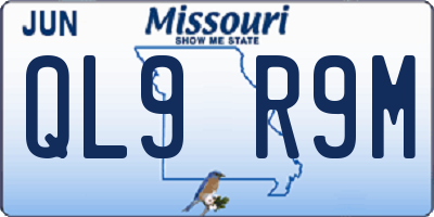 MO license plate QL9R9M
