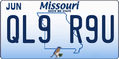 MO license plate QL9R9U